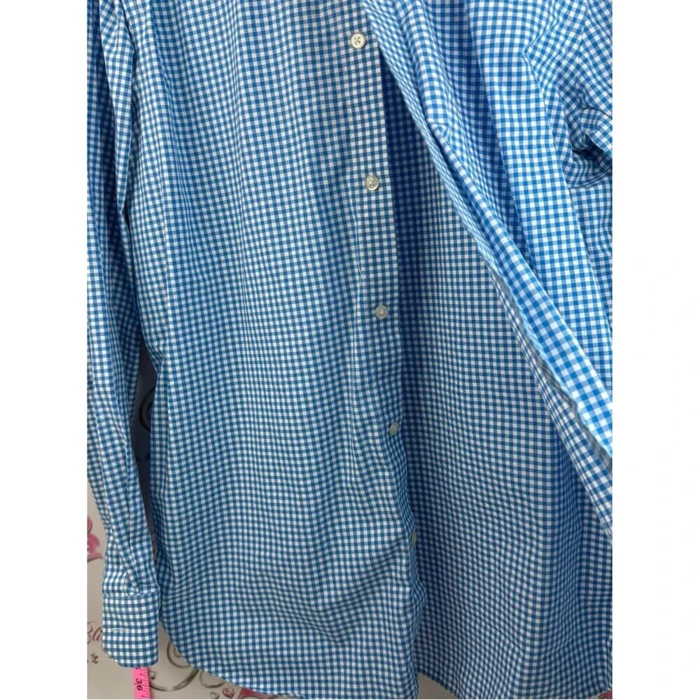 Banana Republic button up shirt Blue and White Gingham Dress Shirt grant fit
